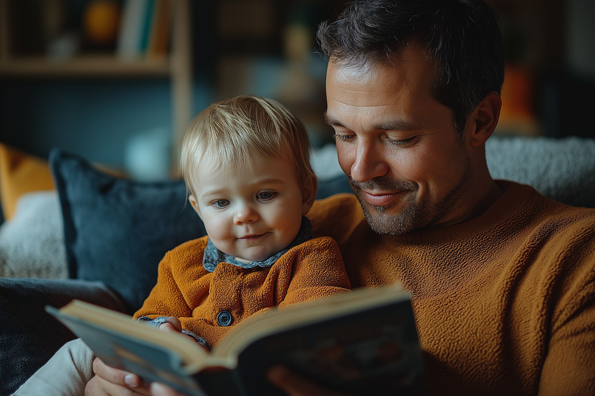 father reading to child