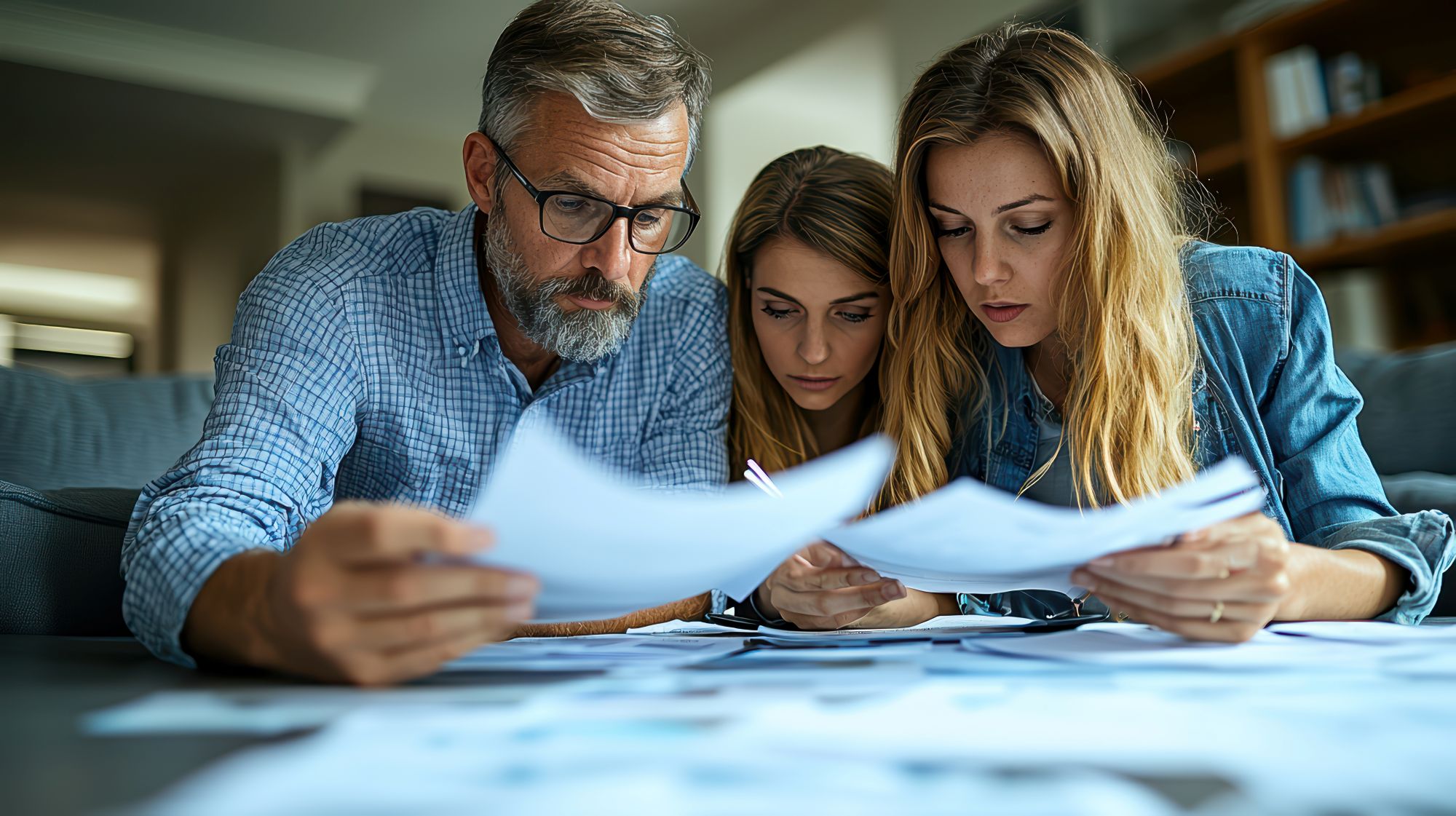 siblings reviewing documents